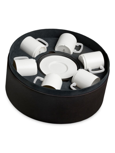L'objet 6-piece Soie Tressée Espresso Cup & Saucer Set In Black