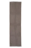 Gucci Gg Jacquard Pattern Knitted Scarf In Taupe/ Light Grey