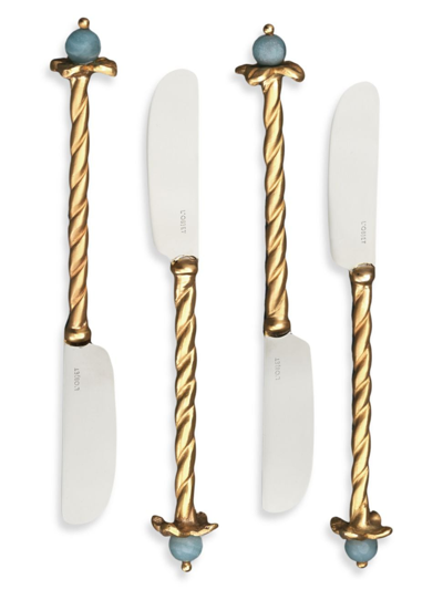 L'objet Venise 4-piece 24k Goldplated Stainless Steel & Amazonite Spreader Set