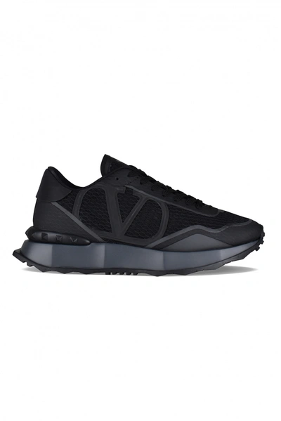 Valentino Garavani Mens Black Vlogo Netrunner Leather And Mesh Low-top Trainers