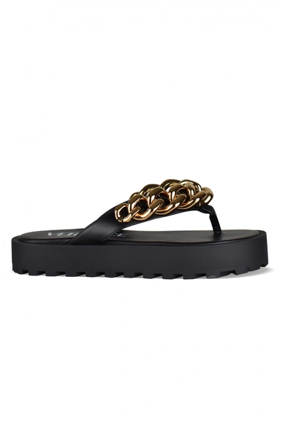 Versace Chain Leather Sandals In Black
