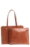 BEIS MINI WORK CROC EMBOSSED FAUX LEATHER TOTE