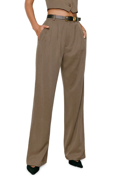 Reformation Mason Wide Leg Pants In Mushroom