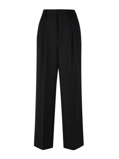 Ami Alexandre Mattiussi Ami Wide Leg Pleated Pants In Black