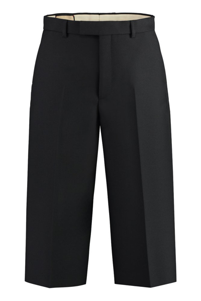 Gucci Skater Cropped Wool & Silk Pants In Black