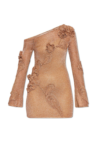 Cult Gaia Bowie 3d Floral Detailed Dress In Gold