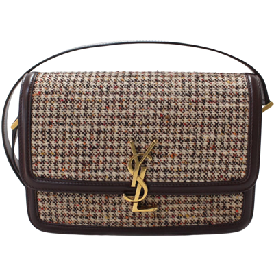 Saint Laurent Solferino Beige Tweed Shoulder Bag ()