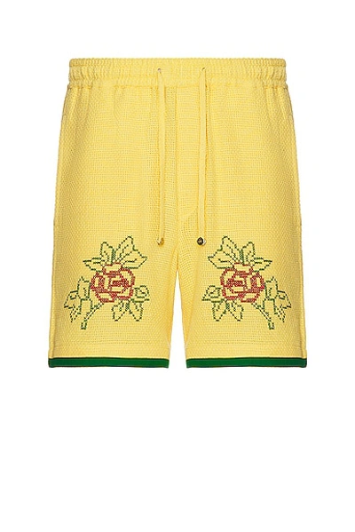 Harago Embroidered Shorts In Yellow