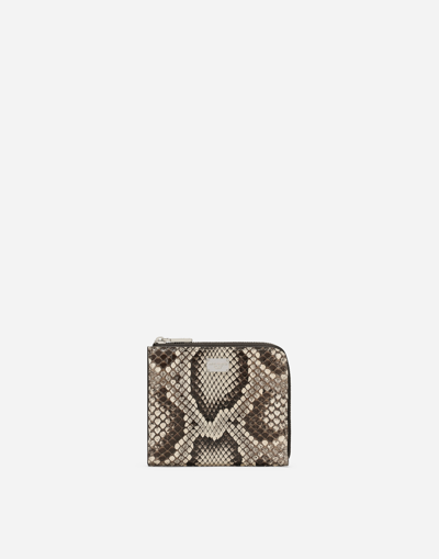 Dolce & Gabbana Python Skin Card Holder In Yellow