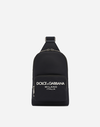 Dolce & Gabbana Nylon Crossbody Backpack In ブルー