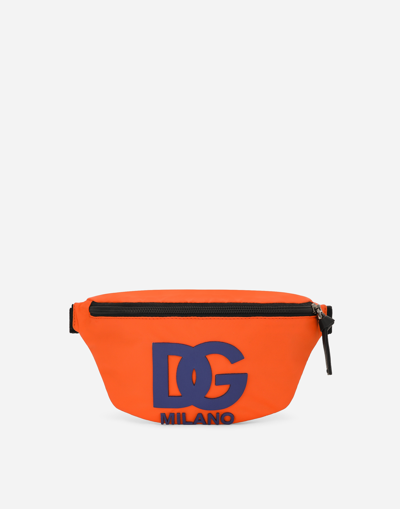 Dolce & Gabbana Nylon Belt Bag In Orange