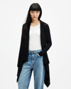 Allsaints Harley Waterfall Open Front Cardigan In Black