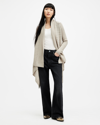 Allsaints Harley Waterfall Open Front Cardigan In Horizon Grey