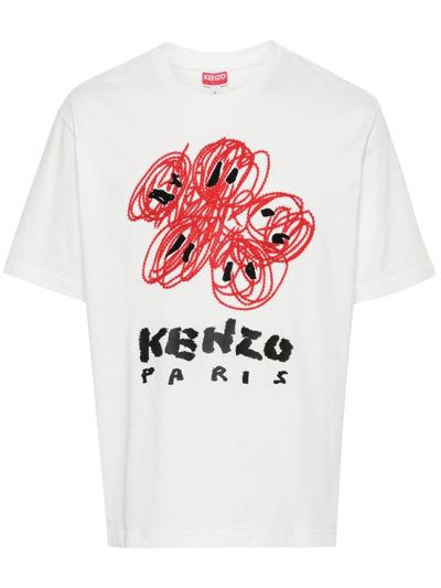 Kenzo Drawn Varsity 棉t恤 In White