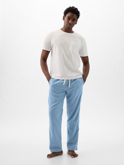 Gap Lightweight Flannel Pj Pants In Blue Gingham
