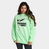 Nike Women's Sportswear Swoosh Oversized Crewneck Sweatshirt In Vapor Green