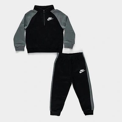 Nike Kids'  Boys' Infant Half-zip Sweatshirt And Jogger Pants Set In Black/grey