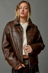 Bdg Sasha Faux Leather Car Jacket In Brown, Women's At Urban Outfitters