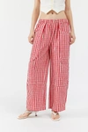 Bdg Charlie Gingham Low-rise Wide-leg Pant In Red, Women's At Urban Outfitters