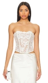 Fleur Du Mal Floral Bow Embroidery Corset Top In Ivory