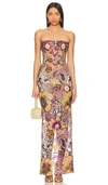 Bronx And Banco Dahlia Strapless Floral Sequin Column Gown In Sequin Multi
