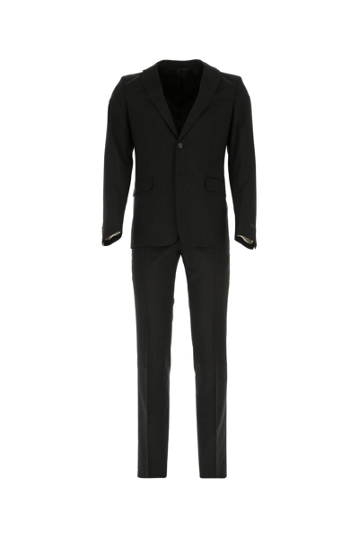 Prada Man Black Wool Blend Suit In Nero