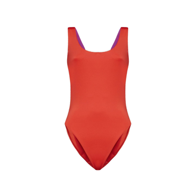 Off-white One-piece Logo Swimsuit In Red