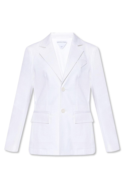 Bottega Veneta Single-breasted Sanded Cotton-twill Jacket In White