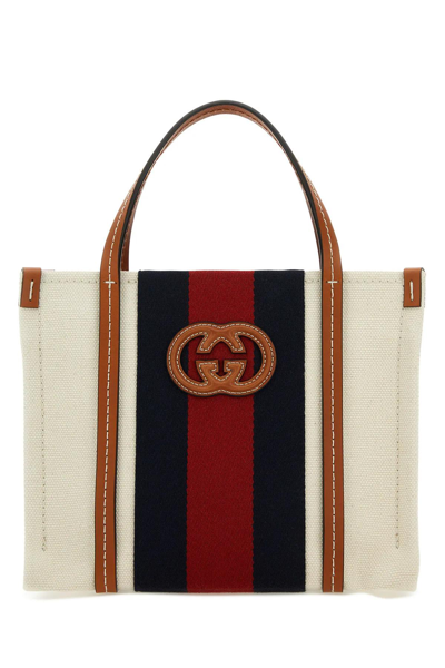 Gucci Multicolor Canvas Handbag In White