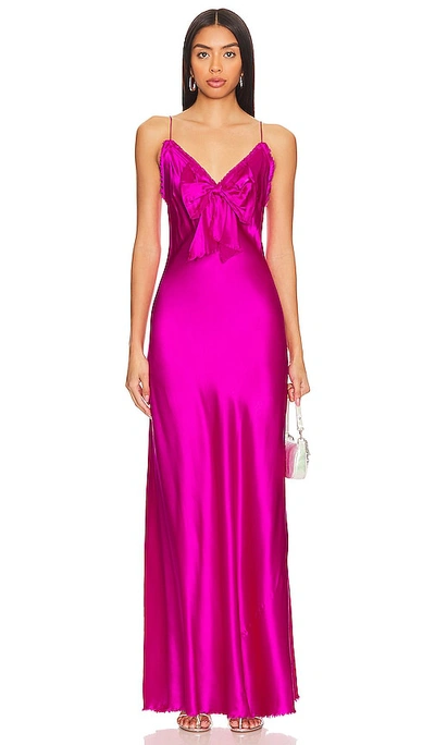 Loveshackfancy Women's Luciole Silk Bow Maxi Dress In Electric Fuchsia