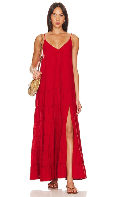 L*space Goldie Tiered Maxi Cover-up Dress In Red