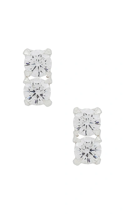 Shashi Double Cz Stud Earring In É“¶è‰²