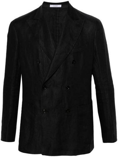 Boglioli Linen Double-breasted Jacket In Navy