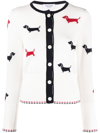 THOM BROWNE WHITE HECTOR INTARSIA-KNIT COTTON CARDIGAN