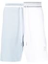 Thom Browne Funmix Colour-block Drawstring Shorts In White