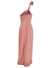 MAGDA BUTRYM LONG PINK DRESS WITH 3D FLOWER DETAIL IN SILK WOMAN