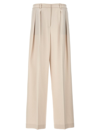 Theory Metallic Pants With High Waist And Front Pences In Beige