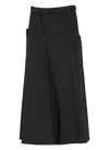 Y's High-waist Flared Midi Skirt In Black