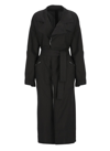 Yohji Yamamoto Cotton Midi Trench Coat In Black