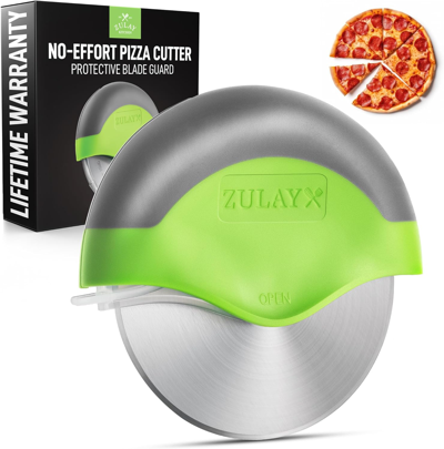 Zulay Kitchen Round Pizza Cutter With Cover & Slip Resistant Handle