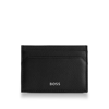 Hugo Boss Grained-leather Card Holder With Logo Lettering In Black