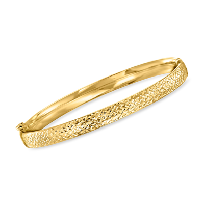 Ross-simons Italian 18kt Yellow Gold Diamond-cut Bangle Bracelet
