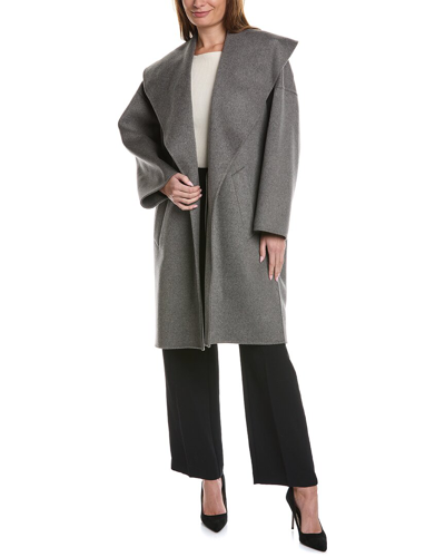 Michael Kors Collection Shawl Clutch Wool Coat In Grey