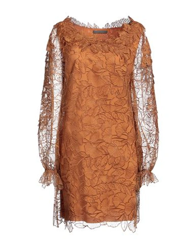 Alberta Ferretti Woman Mini Dress Tan Size 6 Polyester, Acetate, Silk, Elastane In Brown