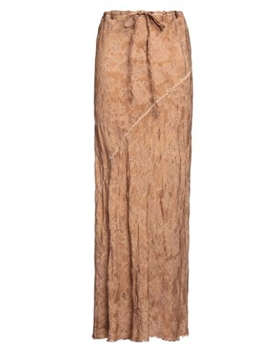 Masnada Woman Maxi Skirt Brown Size 6 Linen, Viscose