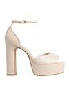 Carrano Woman Sandals Ivory Size 8 Leather In White