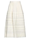 Sea Woman Midi Skirt Ivory Size 0 Cotton In White