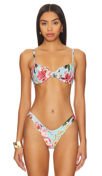 Agua Bendita X Revolve Karin Underwire Top In Aqua Floral