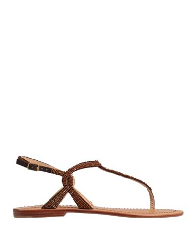 Maliparmi Embellished Flat Sandals In Brown