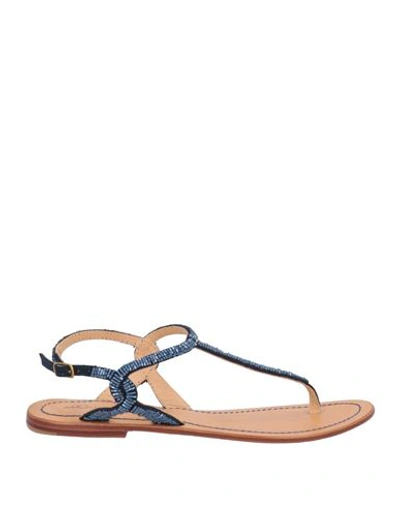 Maliparmi Malìparmi Woman Thong Sandal Midnight Blue Size 6 Leather In Blue